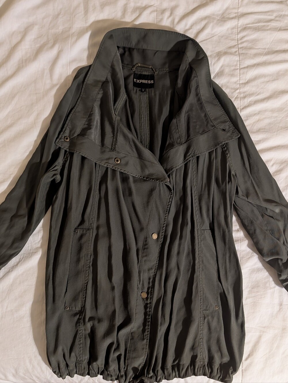 Express Olive Green Lightweight Drawstring Jacket